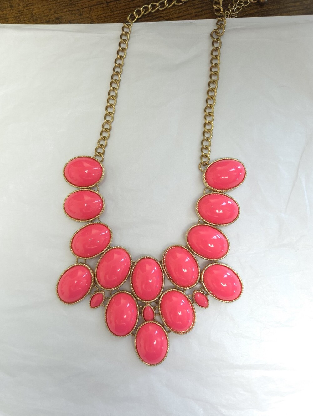 HOT Pink Gold Plated Statement Necklace Summer Time